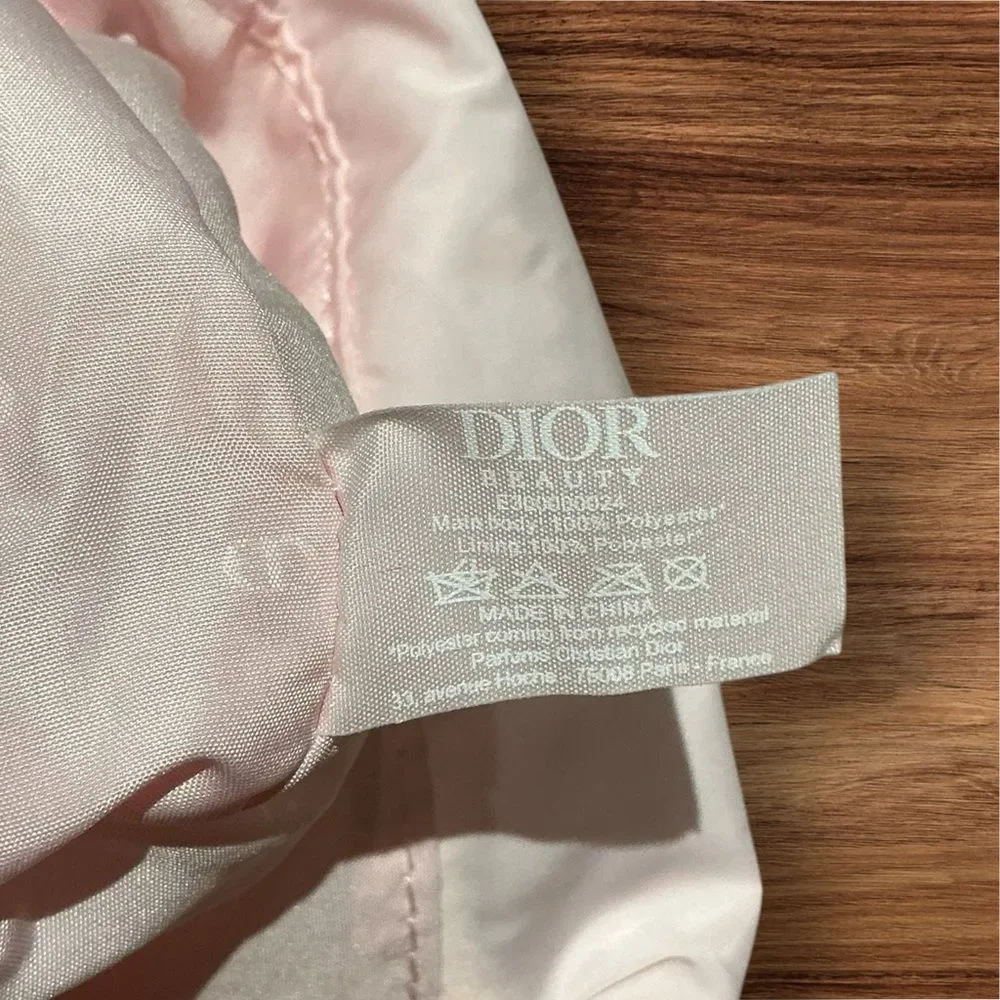 Dior Pink Foldable Cosmetic Pouch Clutch Travel Makeup Bag Authentic
